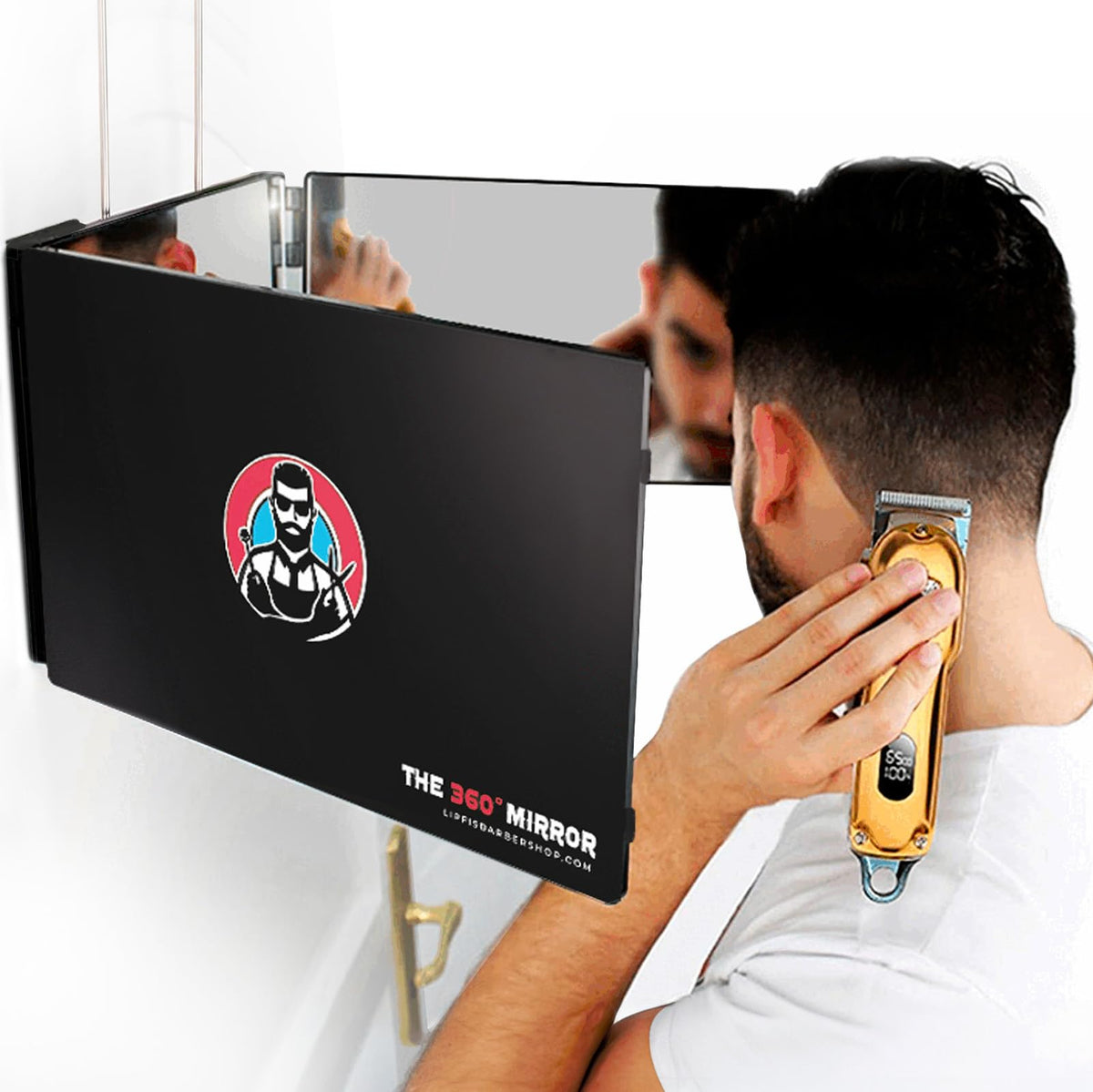 LIPFISBARBERSHOP.COM 360 Mirror front view with three sides