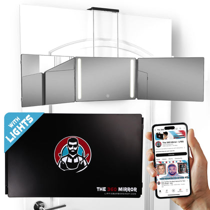 LIPFISBARBERSHOP.COM 360 mirror LED lights front view