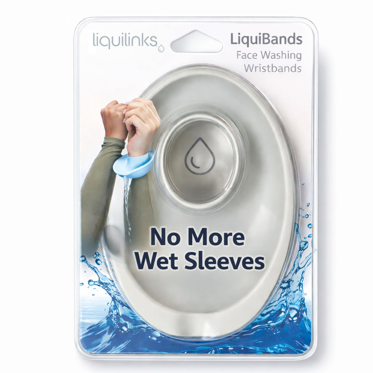 Liquilinks Face Washing Wristbands Grey front view