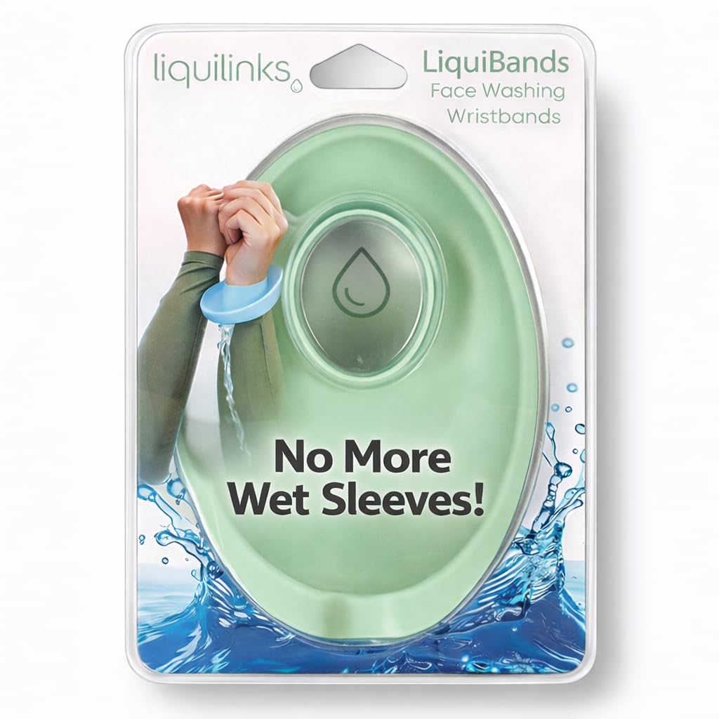 Liquilinks Face Washing Wristbands in green, front view