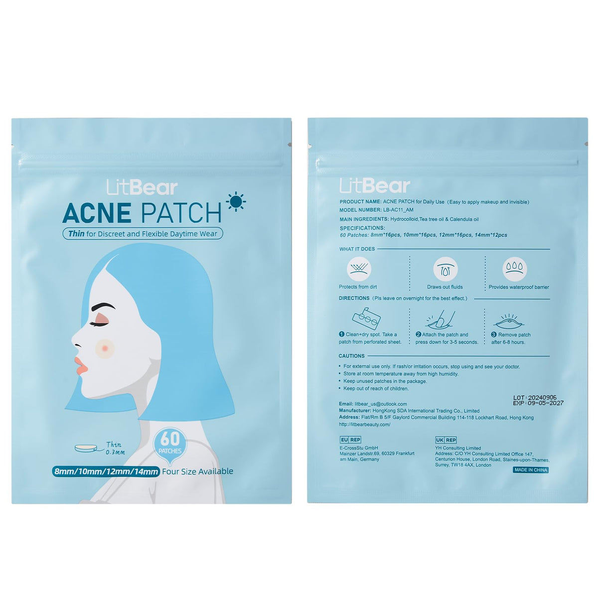 LitBear Acne Pimple Patches displayed on a flat surface