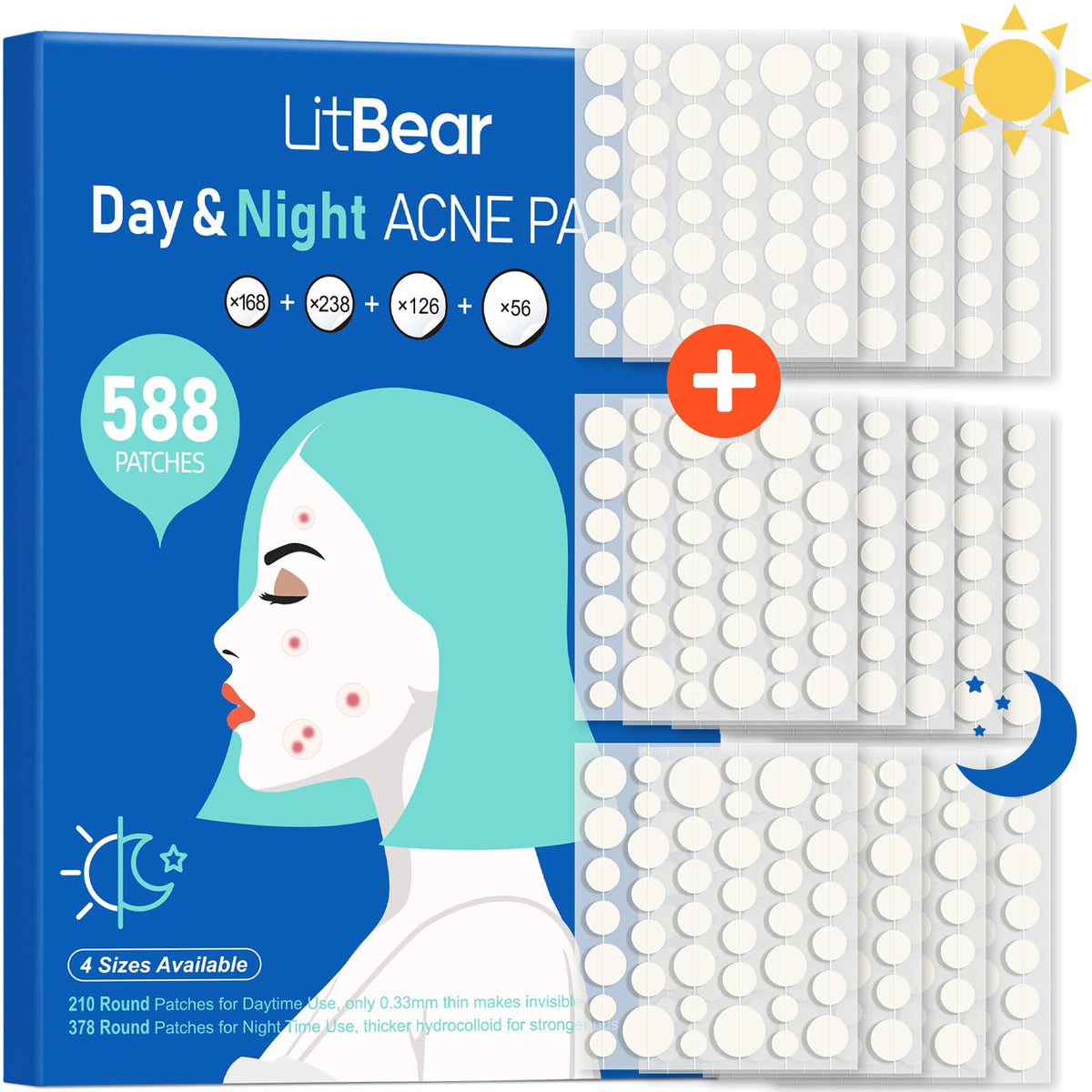 LitBear Acne Pimple Patches front view showing packaging