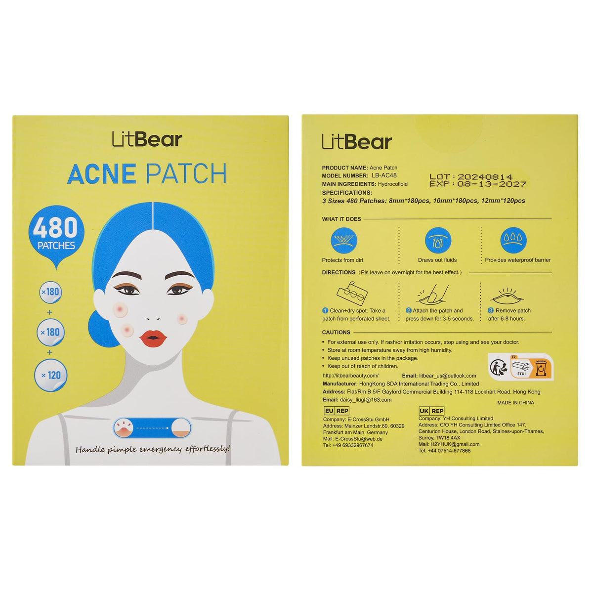 LitBear pimple patch box with 480 patches visible