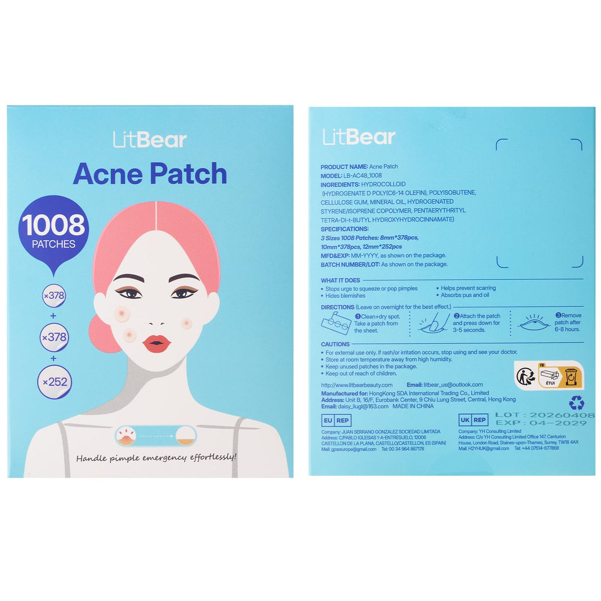 LitBear pimple patches showing easy peel-off design