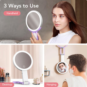 LitBear Travel Makeup Mirror close-up showing 1X HD surface