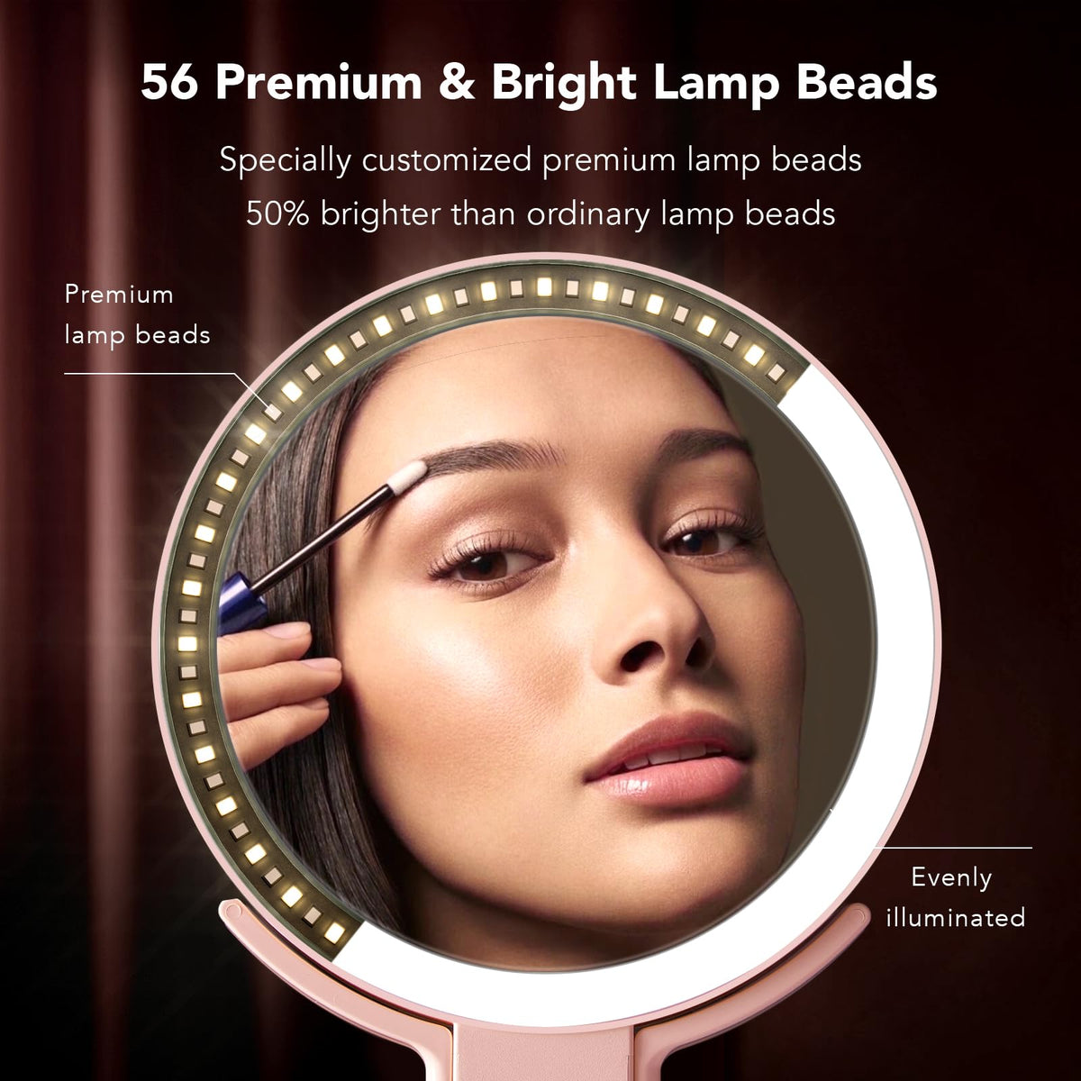 LitBear Travel Makeup Mirror showing 10X magnification side