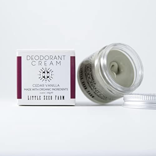 Little Seed Farm Cedar Vanilla Deodorant Cream on wooden surface