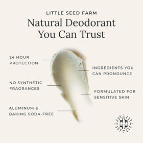 Little Seed Farm deodorant cream jar with wooden scoop