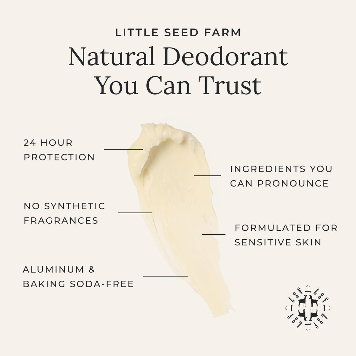 Little Seed Farm Grapefruit Lemon Deodorant Cream with wooden scoop stick