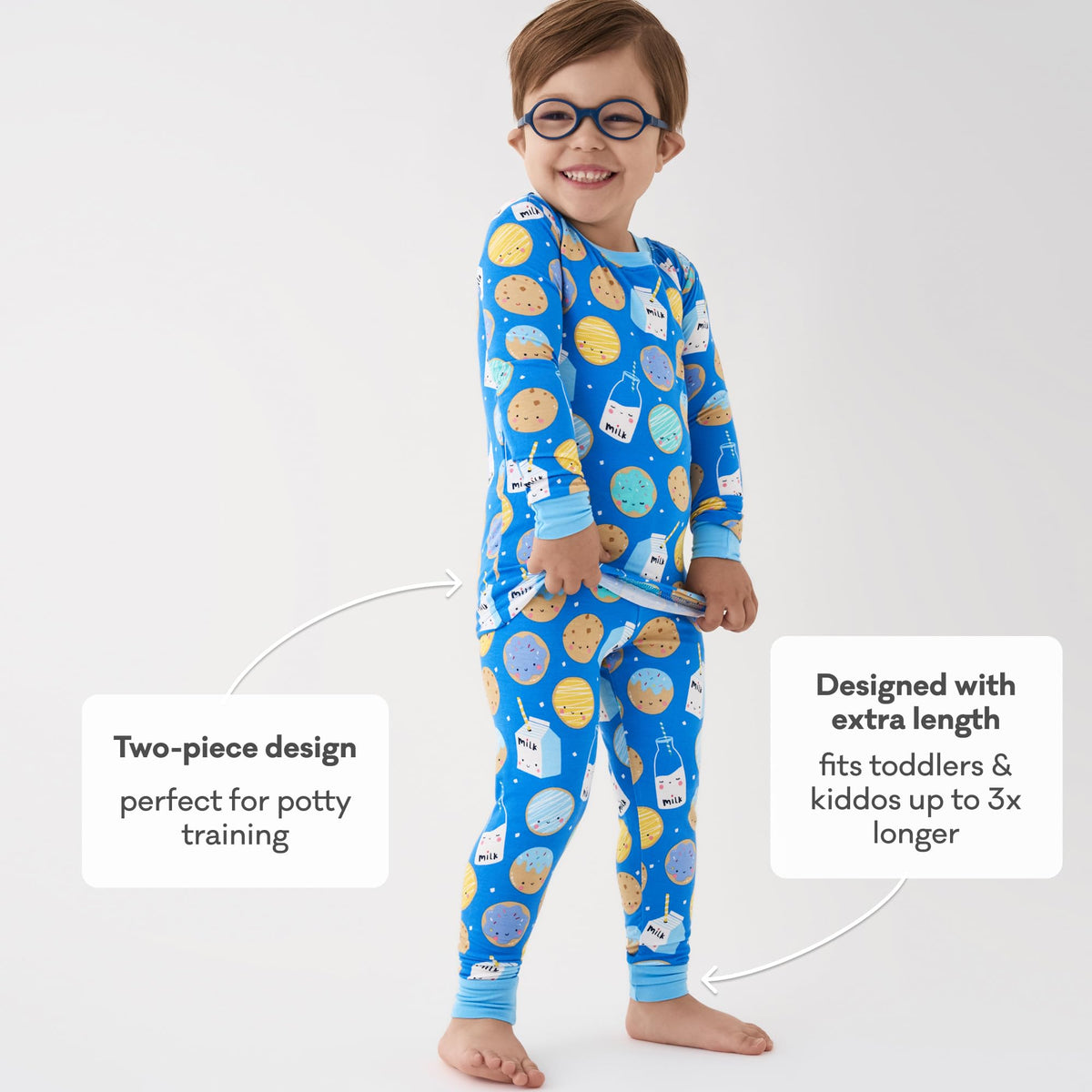 Little Sleepies Kids Pajama Set Blue Cookies & Milk packaging
