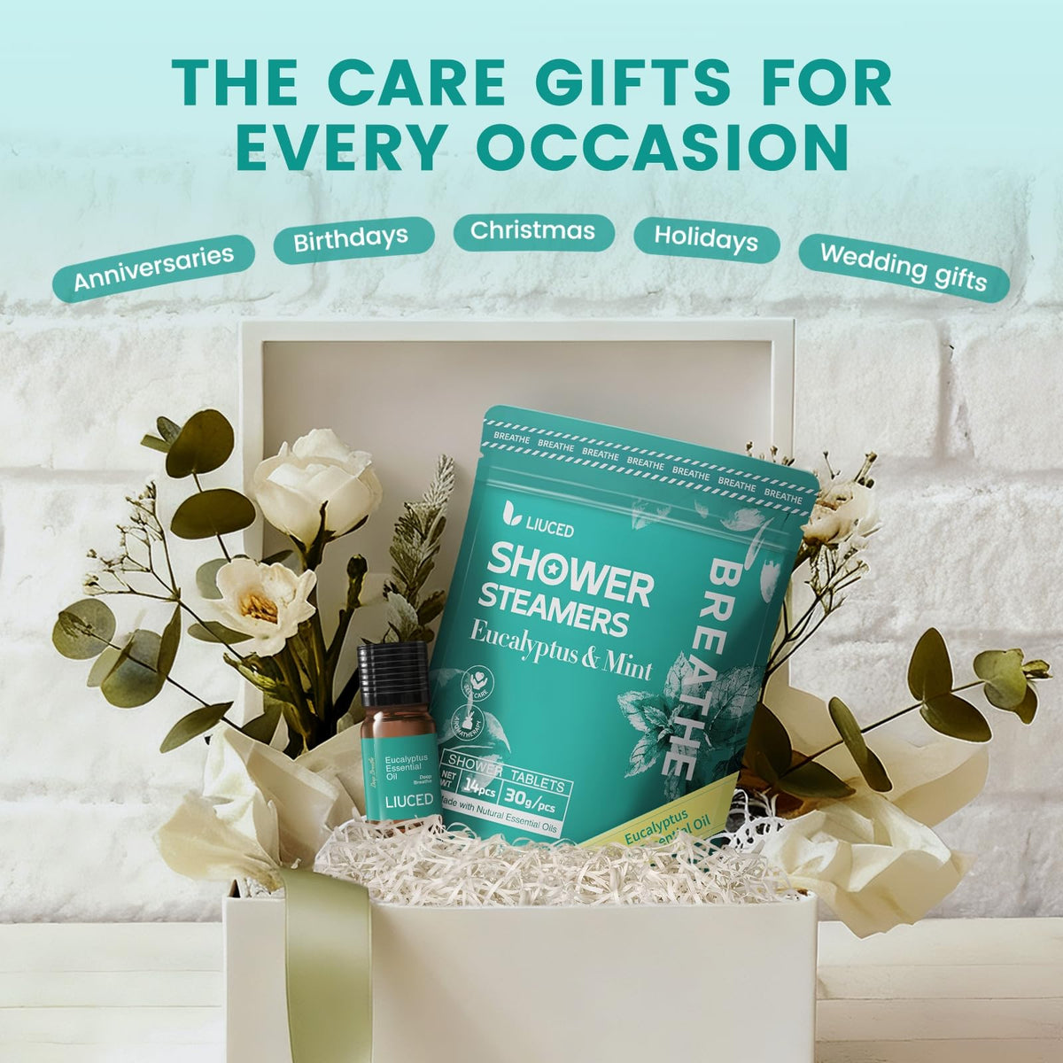 LIUCED Shower Steamers set with packaging
