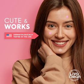 LivaClean acne patches in use on a model's face