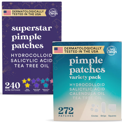 LivaClean Star Pimple Patches 240 CT front view with packaging