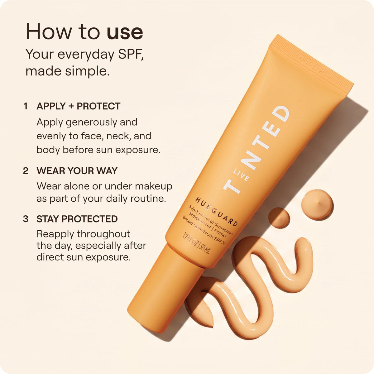 Live Tinted Hueguard Jumbo 3-in-1 Mineral SPF 30 application on skin