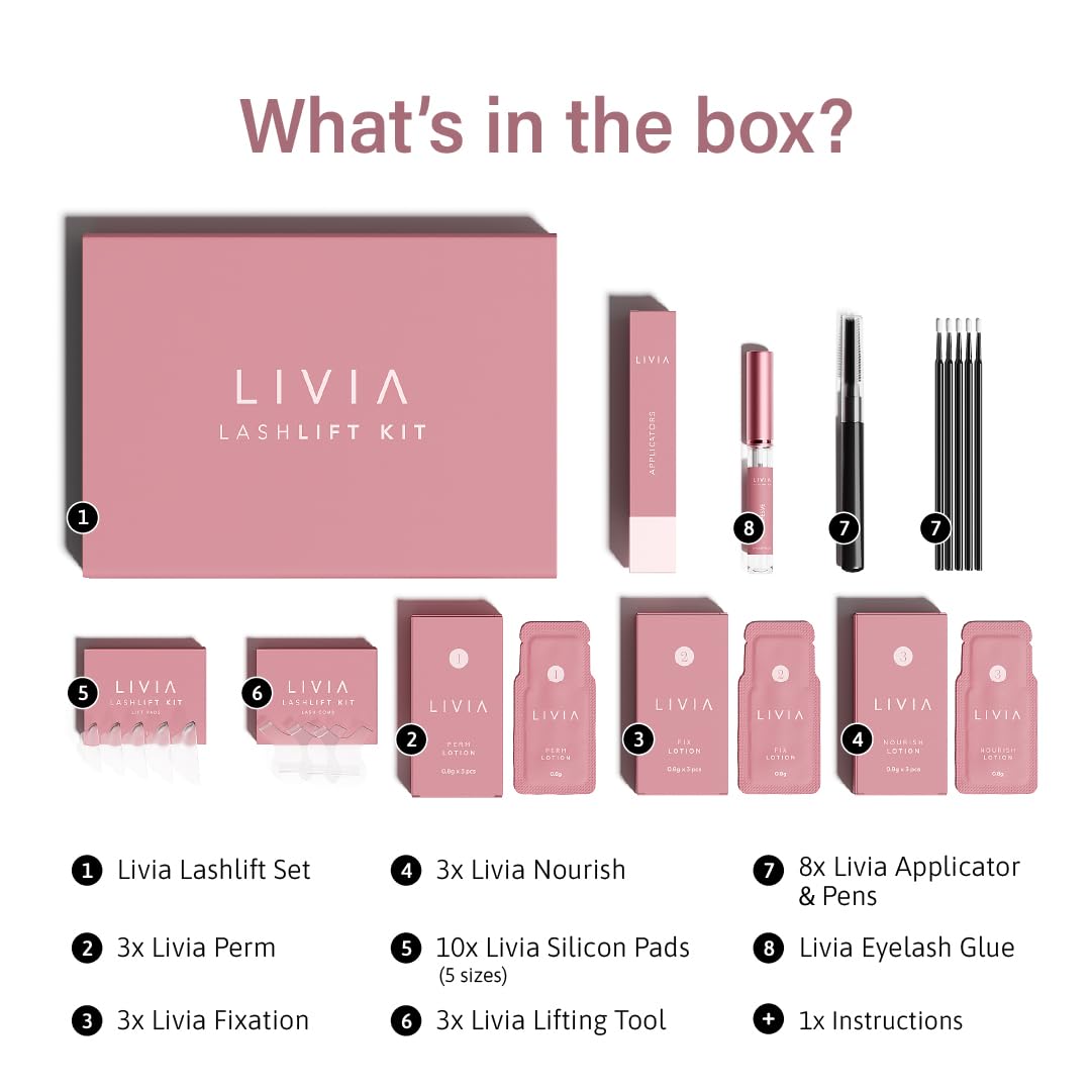 LIVIA Korean Lash Lift Kit lifting lotion and setting solution