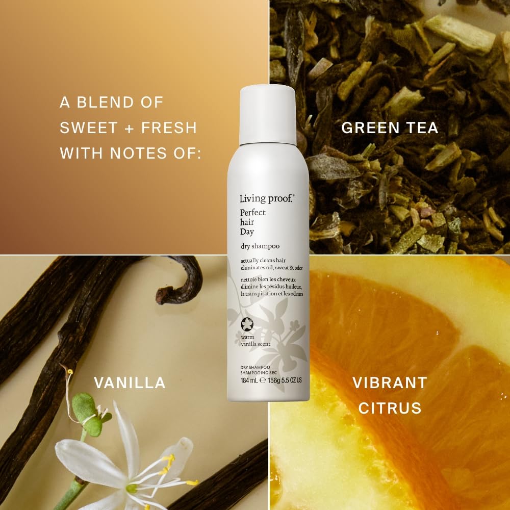 Living Proof Dry Shampoo 5.5 oz lifestyle scene on bathroom counter