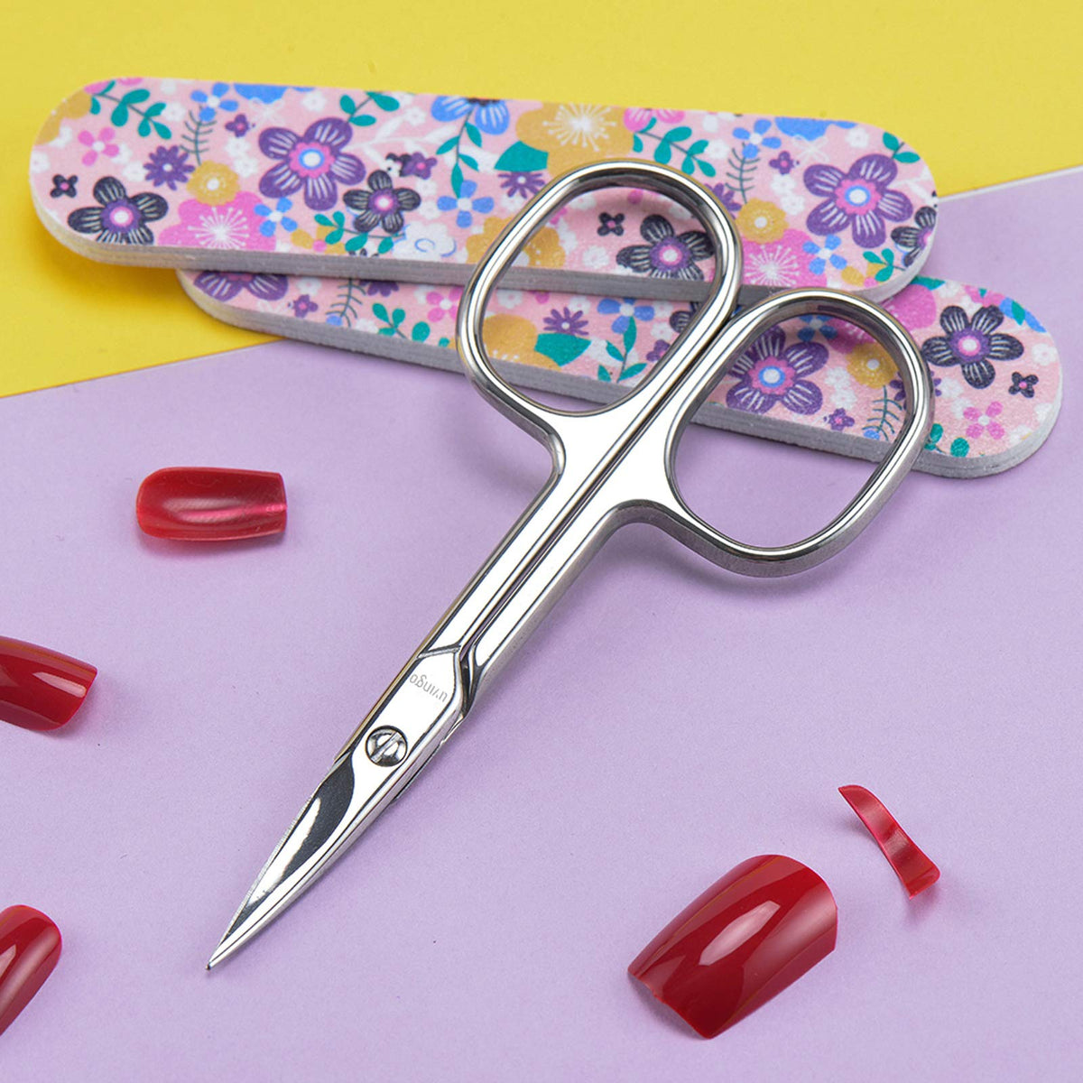 LIVINGO Premium Nail Scissors displayed on a clean surface