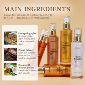 LIYALAN Shimmer Body Oil Bronze Gold in use during makeup