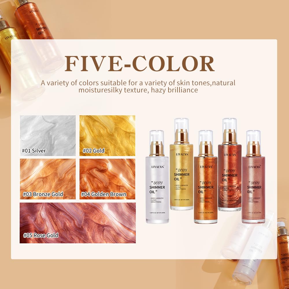 LIYALAN Shimmer Body Oil Bronze Gold ingredients list