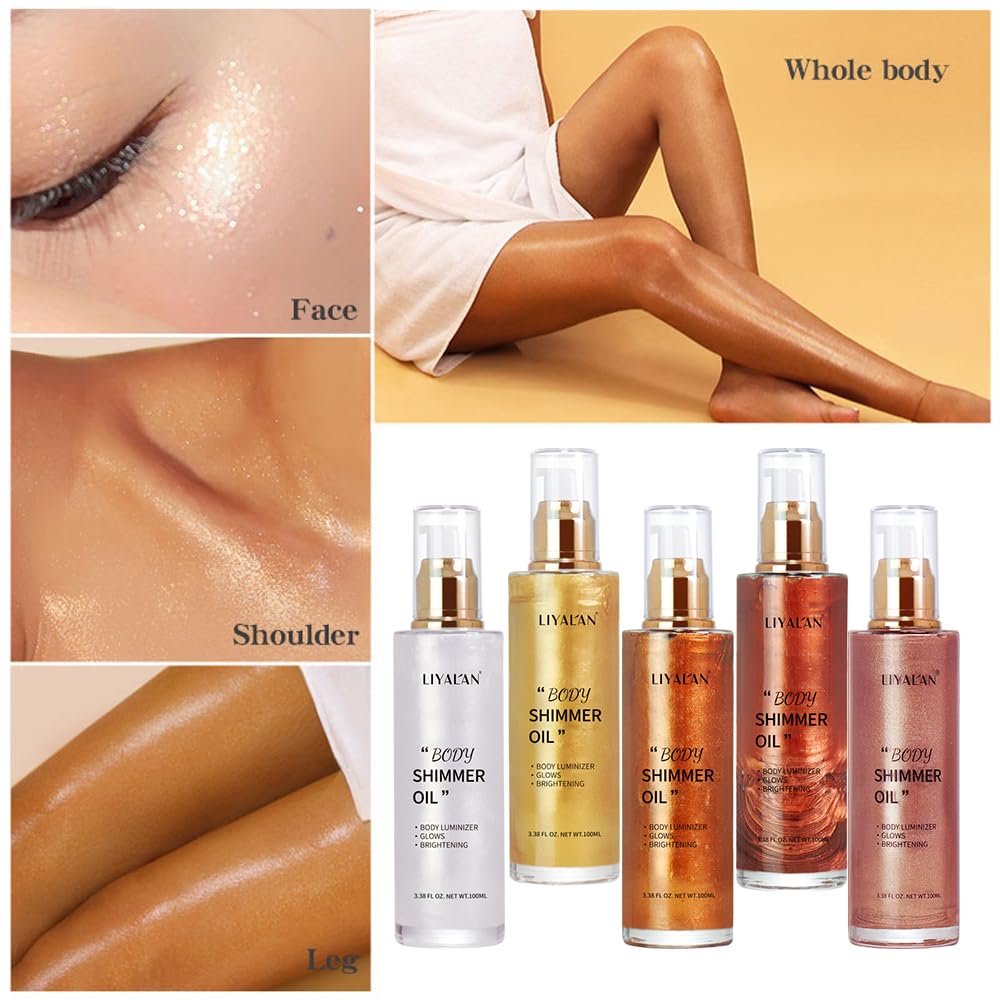 LIYALAN Shimmer Body Oil Bronze Gold texture on skin