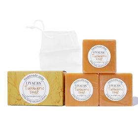 LIYALAN Turmeric Soap Bar ingredients list on packaging