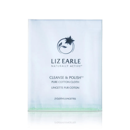 Liz Earle Pure Muslin Cloths front view, 2 pack
