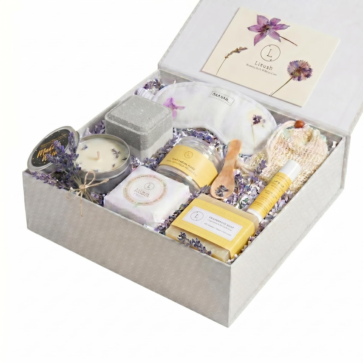 Lizush Luxury Spa Gift Set 7 Piece Citrus Spa Kit front view