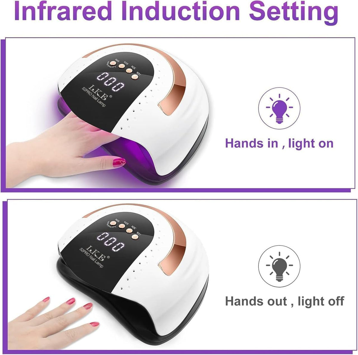 LKE 268W UV LED Nail Lamp removable bottom plate