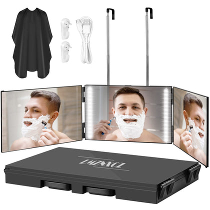 LMZNXCZ 3 Way Mirror front view with LED lights