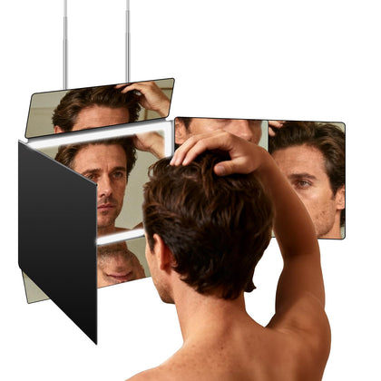 LMZNXCZ 5 Way Hair Cutting Mirror front view with adjustable hooks