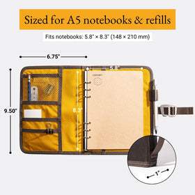 LOCHBY Field Binder A5 with open layout showing 6-ring system