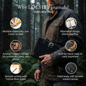 LOCHBY Field Journal with a pen beside it