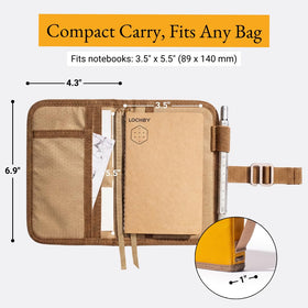 LOCHBY Mini Field Journal side view with water-resistant waxed canvas