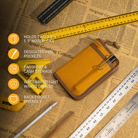 LOCHBY Pocket Journal on a travel desk with pen