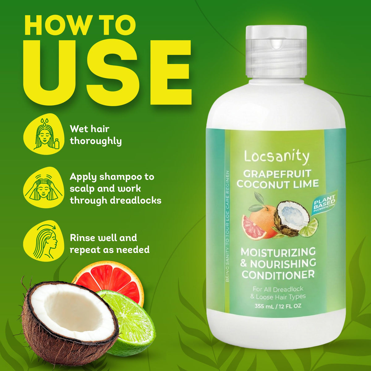 Locsanity 2-in-1 Loc Conditioner on a bathroom shelf