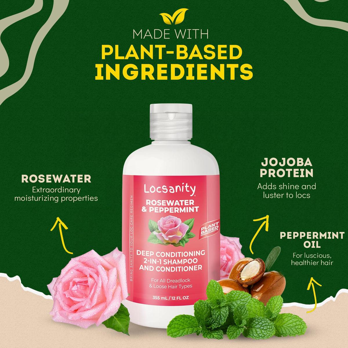 Locsanity 2-in-1 Shampoo and Conditioner bottle with label