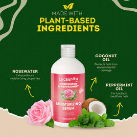 Locsanity Rosewater Peppermint Serum back view with ingredients