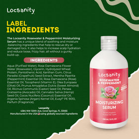 Locsanity Rosewater Peppermint Serum on a vanity table