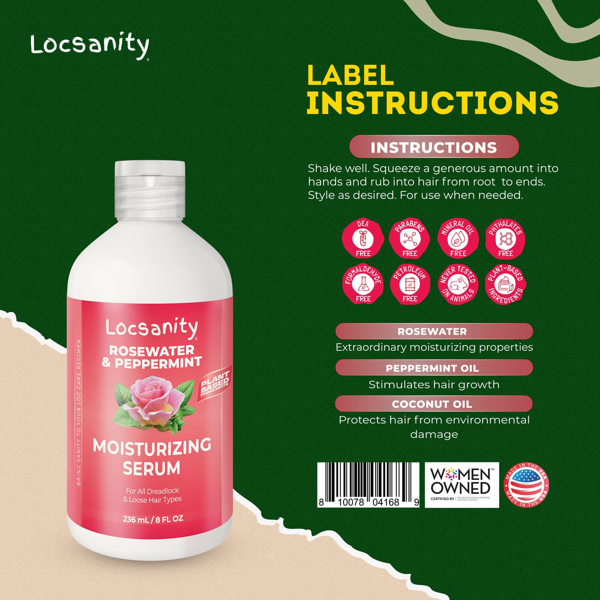 Locsanity Rosewater Peppermint Serum with fresh peppermint leaves