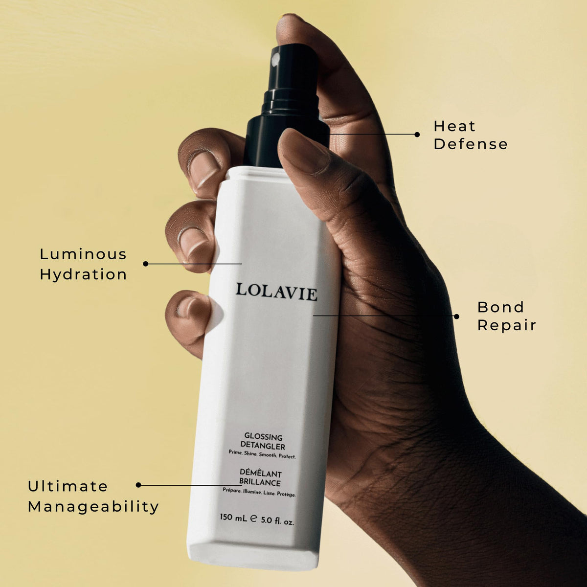 LolaVie Glossing Detangler 12 oz back view