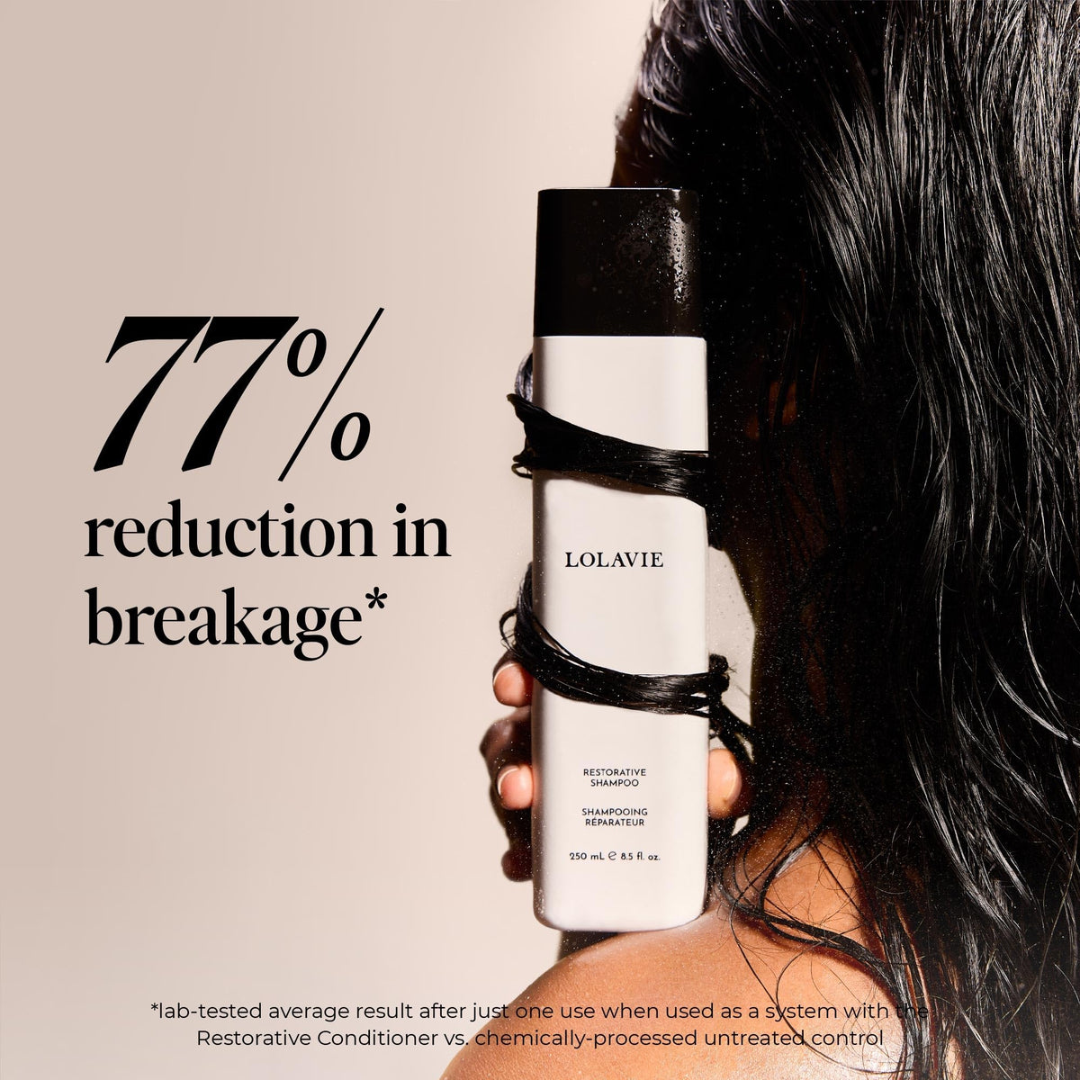 LolaVie Restorative Shampoo 8.5 oz side view