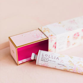 LOLLIA Breathe Hand Cream 4 oz texture on hand