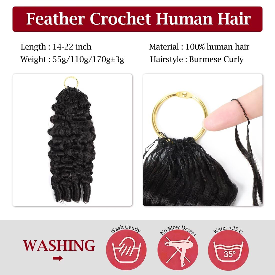 LOLLY HAIR Miracle Invisible Knots Crochet Hair 14 Inch close-up of texture