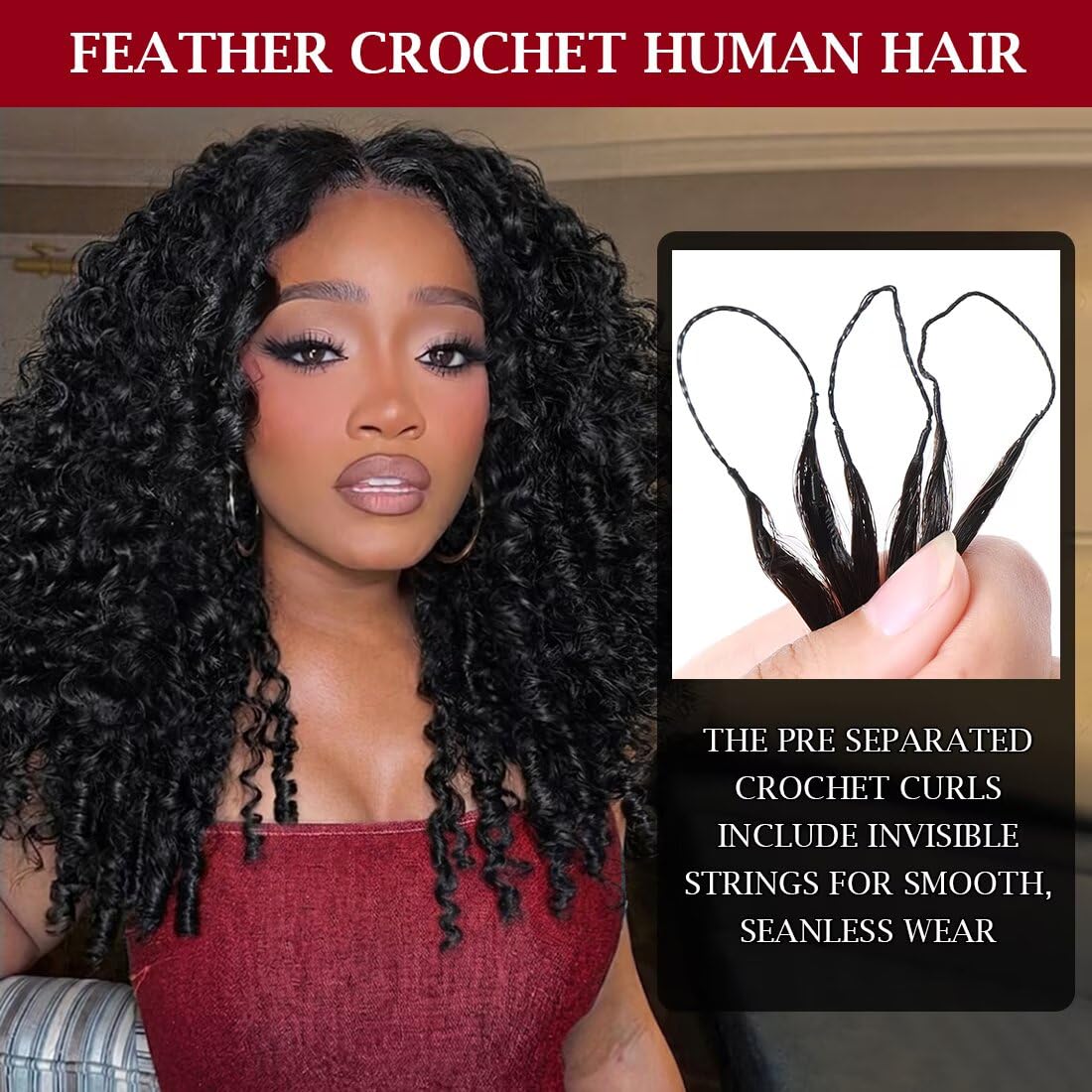 LOLLY HAIR Miracle Invisible Knots Crochet Hair 14 Inch showing pre-looped design
