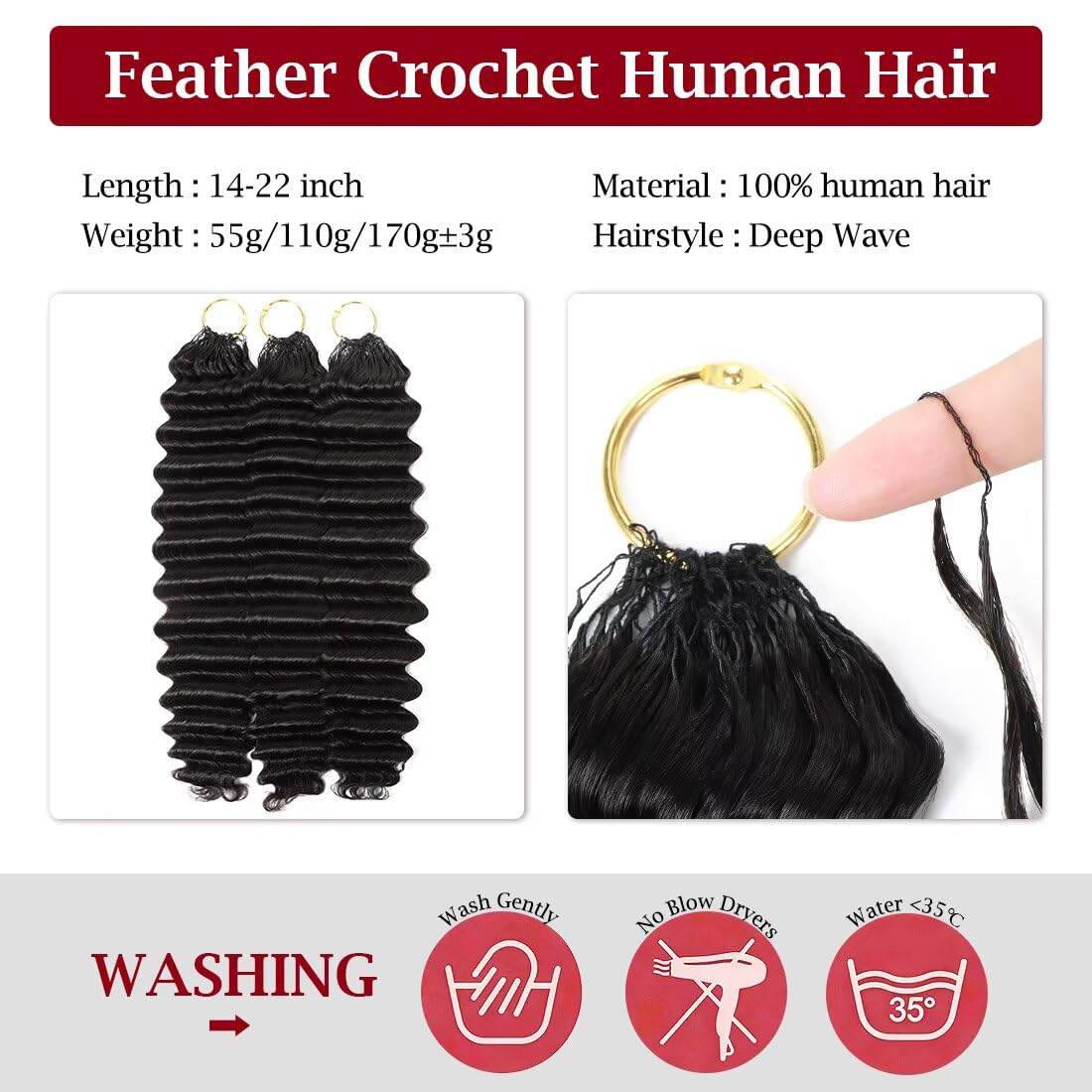 LOLly Hair Miracle Invisible Knots Crochet Hair 18 Inch close-up of texture