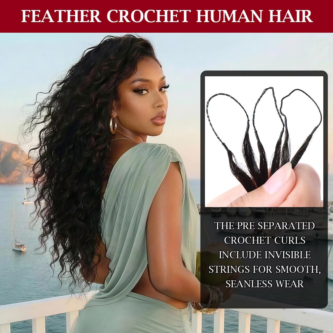 LOLly Hair Miracle Invisible Knots Crochet Hair 18 Inch in natural black colour