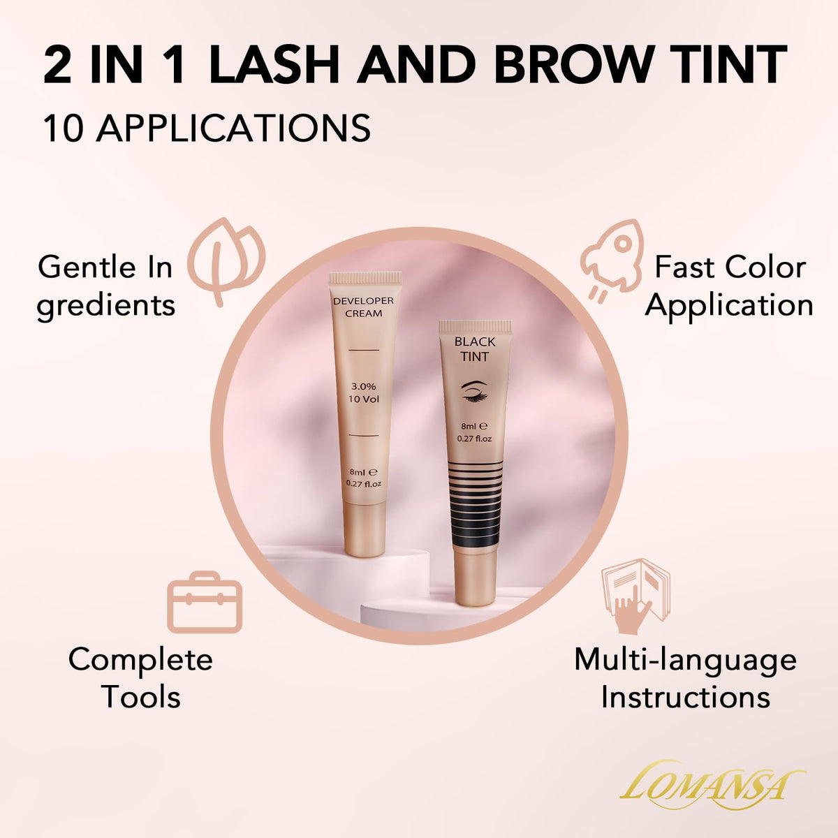 Lomansa Lash Color Kit in use on eyelashes