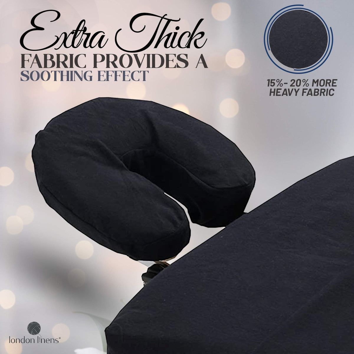 LONDON LINENS black flannel cover on a massage table