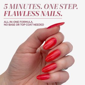 LONDONTOWN kur Perfecting Nail Veil Sheer Poppy Red swatch on nails