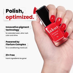 LONDONTOWN lakur Nail Polish Red Shades applied on nails